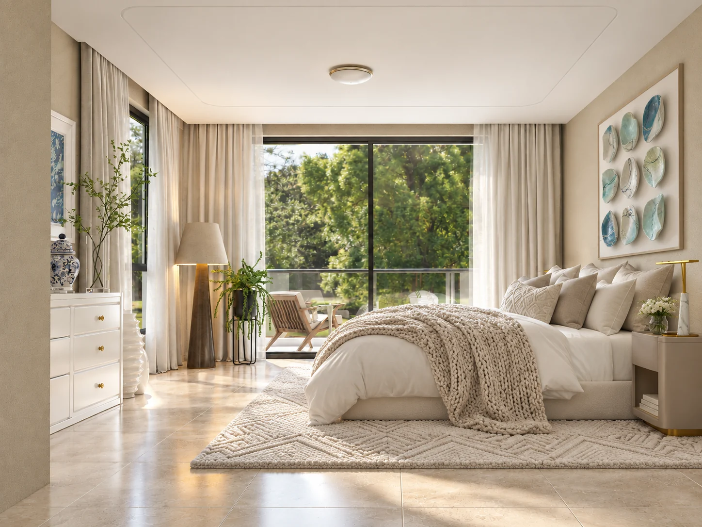 Bedroom with glazed terrace doors